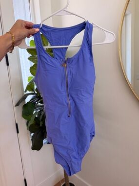 Women’s One-Piece Swimsuit with Front Zip - Periwinkle